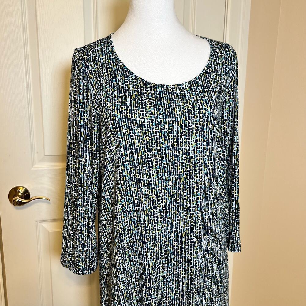J Jill Wearever Collection Tunic Top Green and Blue Size Medium Stretch Jersey